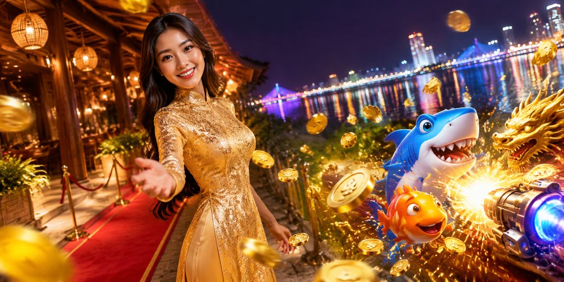Người chơi bắn cá đổi thưởng tại Đà Nẵng mặc áo dài truyền thống trải nghiệm game trên điện thoại