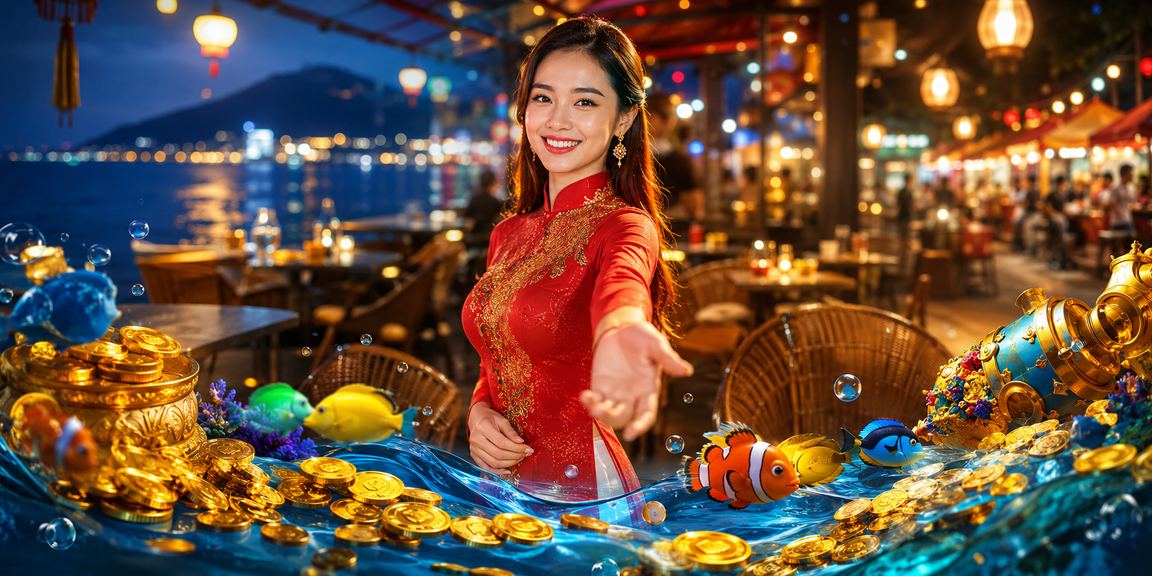 Người dùng tại Vũng Tàu mặc áo dài sử dụng nền tảng napthe trên thiết bị di động bên bờ biển